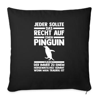 Tiermotiv Pinguin - Sofakissenbezug 45 x 45 cm - Schwarz - Vorne