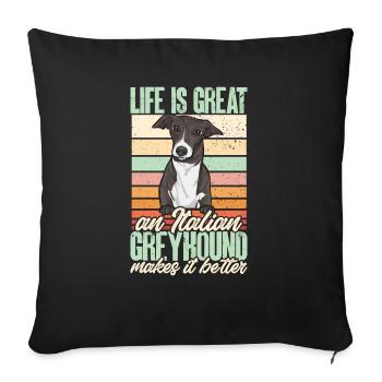 Italian Greyhound Greyhound Dogs - Sofa pillowcase 17,3'' x 17,3'' (45 x 45 cm) - black - Front