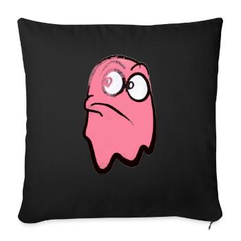 Funny fierce-looking ghost in pink - Sofa pillowcase 17,3'' x 17,3'' (45 x 45 cm) - black - Front
