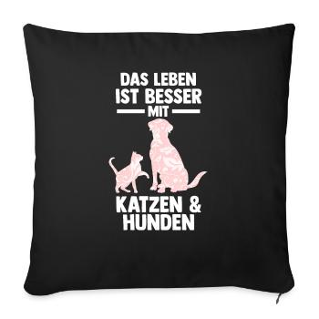 Hunde Katzenliebhaber Hundeliebhaber Katzen - Sofakissenbezug 45 x 45 cm - Schwarz - Vorne