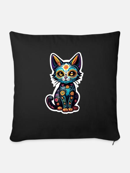 Katze Mexiko - Dia de los Muertos - Sofakissenbezug 45 x 45 cm - Schwarz