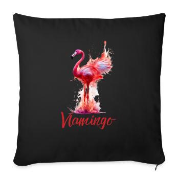 Flamant rose. T-shirts flamands - Housse de coussin décorative 45 x 45 cm - noir - Devant