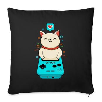 Jeu de chat - Housse de coussin décorative 45 x 45 cm - noir - Devant