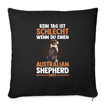 Australian Shepherd Hund Aussie - Sofakissenbezug 45 x 45 cm - Schwarz - Vorne