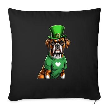 Boxer chien Saint-Patrick je chapeau vert irlandais St - Housse de coussin décorative 45 x 45 cm - noir - Devant