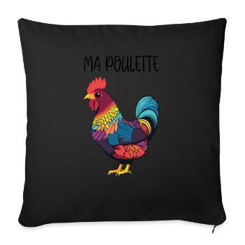 Ma poulette - Poule - Nature - Housse de coussin décorative 45 x 45 cm - noir - Devant