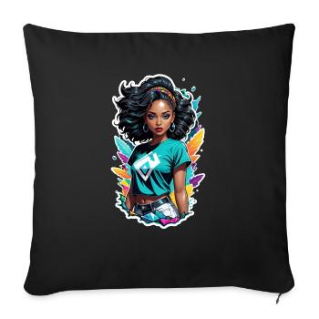Afro Frau - Schönheit - Sofakissenbezug 45 x 45 cm - Schwarz - Vorne