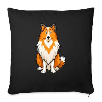 Alerte chien de berger Shetland Art numérique - Housse de coussin décorative 45 x 45 cm - noir - Devant