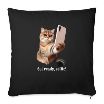 Get ready, selfie-9 - Sofa pillowcase 17,3'' x 17,3'' (45 x 45 cm) - black - Front