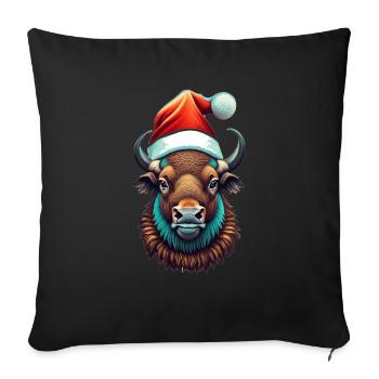 Bison Weihnachten Santa - Sofakissenbezug 45 x 45 cm - Schwarz - Vorne