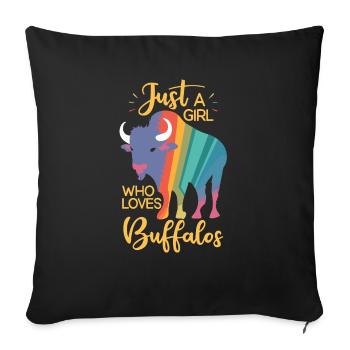 Nur ein Mädchen, das Buffalos liebt Büffel - Sofakissenbezug 45 x 45 cm - Schwarz - Vorne