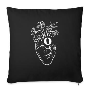 Letter o white floral anatomy heart - Sofa pillowcase 17,3'' x 17,3'' (45 x 45 cm) - black - Front