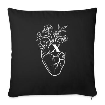 Letter x White Floral Anatomy Heart - Sofa pillowcase 17,3'' x 17,3'' (45 x 45 cm) - black - Front