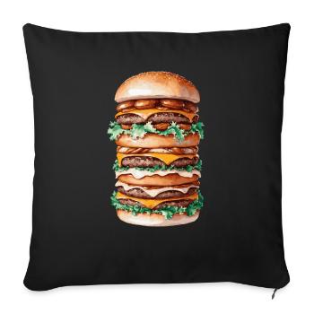 XXL Burger Design – For Real Foodies and Burger-F - Sofa pillowcase 17,3'' x 17,3'' (45 x 45 cm) - black - Front