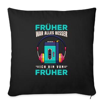 70s, 80s und 90s Jahre Musik Retro Walkman - Sofakissenbezug 45 x 45 cm - Schwarz - Vorne