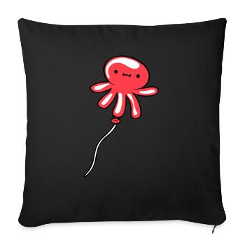 Pieuvre Ballon Volant Mignon Enfant Heureux Bande Dessinée - Housse de coussin décorative 45 x 45 cm - noir - Devant