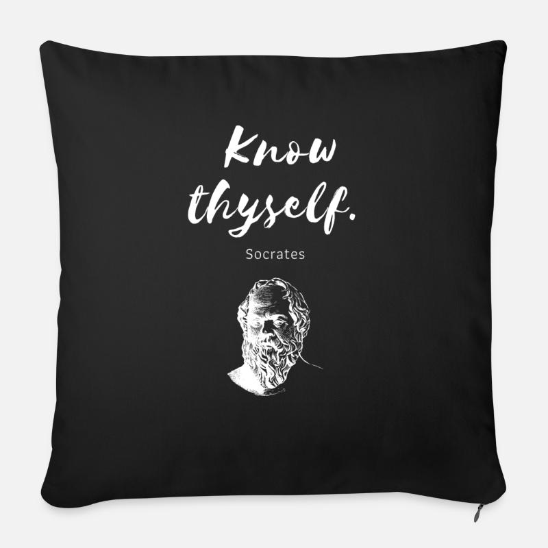 Know thyself Socrates - Sofa pillowcase 17,3'' x 17,3'' (45 x 45 cm) - black