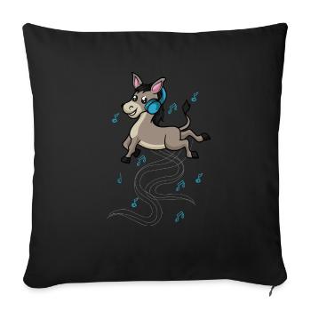 Donkeys and Music Notes Clef Musician Piano - Sofa pillowcase 17,3'' x 17,3'' (45 x 45 cm) - black - Front