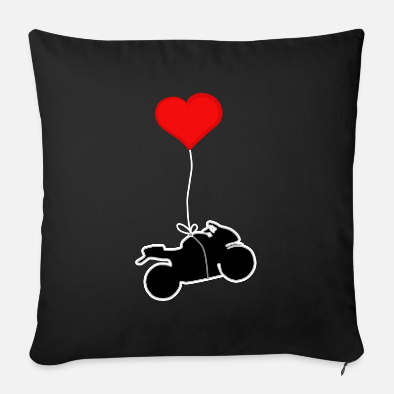Motorrad mit Herz - Sofakissenbezug 45 x 45 cm - Schwarz