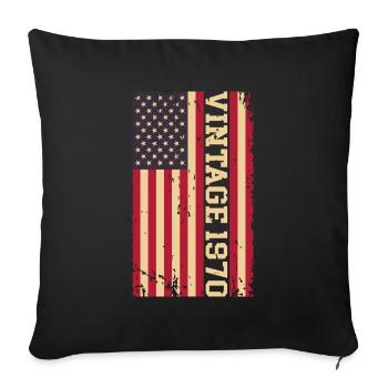 Vintage 1970's US Flag - Sofa pillowcase 17,3'' x 17,3'' (45 x 45 cm) - black - Front