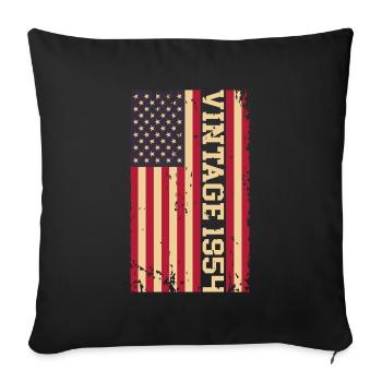 Vintage 1954 US Flag - Sofa pillowcase 17,3'' x 17,3'' (45 x 45 cm) - black - Front