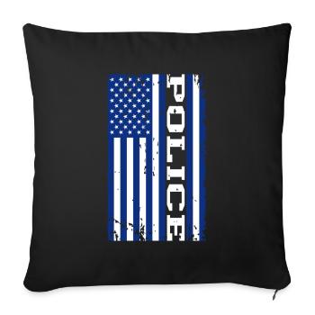 Police USA Flag - Sofa pillowcase 17,3'' x 17,3'' (45 x 45 cm) - black - Front