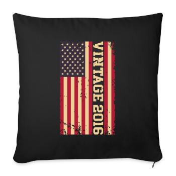 Vintage 2016 US Flag - Sofa pillowcase 17,3'' x 17,3'' (45 x 45 cm) - black - Front