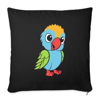 Humour petit perroquet - Housse de coussin décorative 45 x 45 cm - noir - Devant