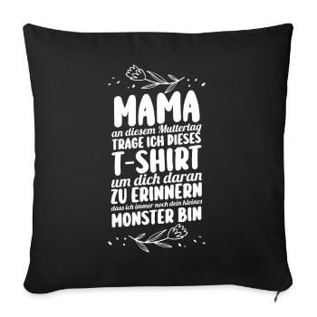 Maman Fête des mères Maman - Housse de coussin décorative 45 x 45 cm - noir - Devant