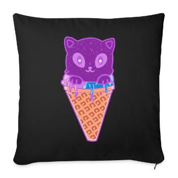 Crème glacée pour chat Crème glacée - Housse de coussin décorative 45 x 45 cm - noir - Devant