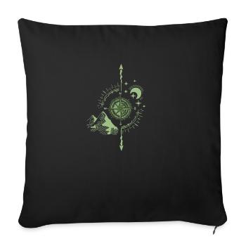 Montagnes, paysage, lune, Alpes, nature, montagne, étoiles - Housse de coussin décorative 45 x 45 cm - noir - Devant