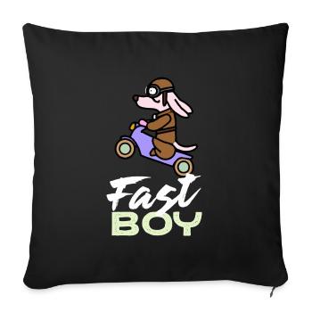 Fast Boy Teckel Chien Cadeau Wiener Dog - Housse de coussin décorative 45 x 45 cm - noir - Devant