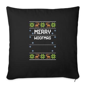 Joyeux Woofmas - Noël moche - Housse de coussin décorative 45 x 45 cm - noir - Devant