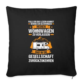 Campen Camping Camper Geschenk - Sofakissenbezug 45 x 45 cm - Schwarz - Vorne