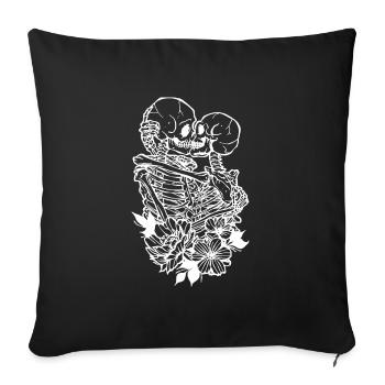 Squelettes amoureux - Housse de coussin décorative 45 x 45 cm - noir - Devant