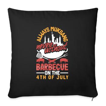 Mukbang et barbecue le 4 juillet - Housse de coussin décorative 45 x 45 cm - noir - Devant