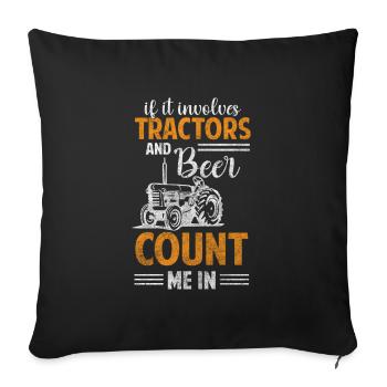 Tracteur Hero Tracteur Farmer - Housse de coussin décorative 45 x 45 cm - noir - Devant
