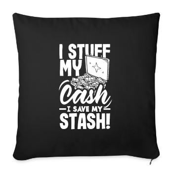 Je bourre mon argent J’économise ma réserve Cash Stuffing - Housse de coussin décorative 45 x 45 cm - noir - Devant