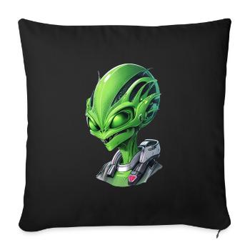Alien Portrait: Intriguing face from an attached - Sofa pillowcase 17,3'' x 17,3'' (45 x 45 cm) - black - Front