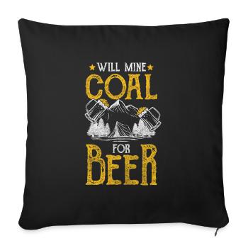 Travail à la houe d’arbre de mineur - Housse de coussin décorative 45 x 45 cm - noir - Devant