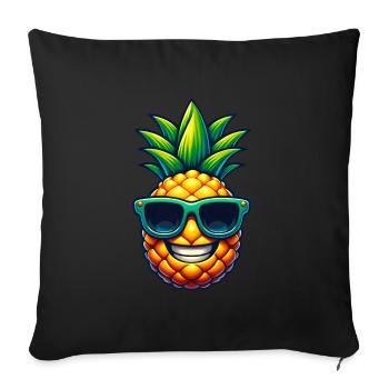 Cool Pineapple with Sunglasses Kawaii - Sofa pillowcase 17,3'' x 17,3'' (45 x 45 cm) - black - Front