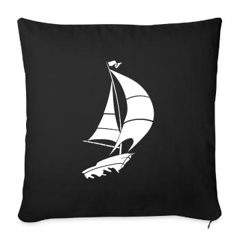 Sailboat Sailing Yacht Sea Silhouette - Sofa pillowcase 17,3'' x 17,3'' (45 x 45 cm) - black - Front
