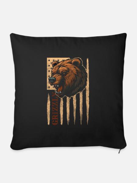 Grizzly Fell Eisbär - Sofakissenbezug 45 x 45 cm - Schwarz