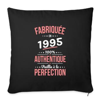 Anniversaire 30 ans - Fabriquée en 1995 - Housse de coussin décorative 45 x 45 cm - noir - Devant