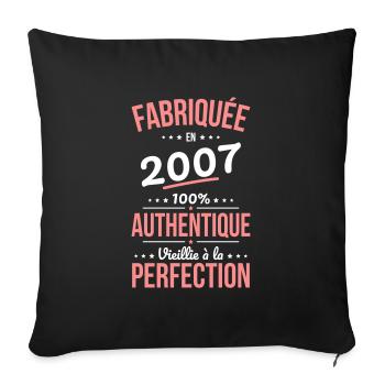 18th Birthday - Made in 2007 - Sofa pillowcase 17,3'' x 17,3'' (45 x 45 cm) - black - Front
