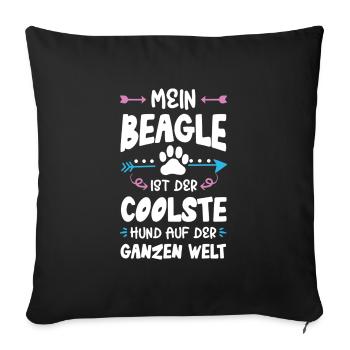 Dicton de chien beagle - Housse de coussin décorative 45 x 45 cm - noir - Devant