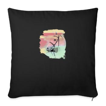 horsehead,horse,watercolor,pink, mold,pastel - Sofa pillowcase 17,3'' x 17,3'' (45 x 45 cm) - black - Front