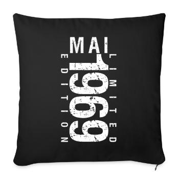 Mai 1969 Mai cadeau anniversaire May 1969 - Housse de coussin décorative 45 x 45 cm - noir - Devant
