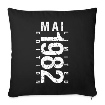 Mai 1982 Mai cadeau anniversaire May 1982 - Housse de coussin décorative 45 x 45 cm - noir - Devant