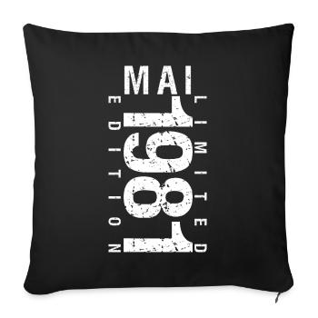 Mai 1981 Mai cadeau anniversaire May 1981 - Housse de coussin décorative 45 x 45 cm - noir - Devant